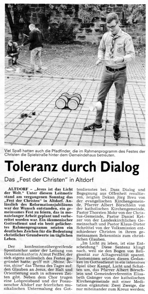 Zeitungsartikel des Boten über das Fest der Christen in Altdorf - Teil 2
